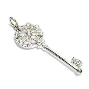 TIFFANY Floral Flower Key Charm White Pendant Top